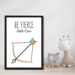 ARTZE Be Fierce Arrow Tribal Quote Framed Print SIZE: A3 with Black Frame in Bright Blue - Size: A4 - thumbnail 2