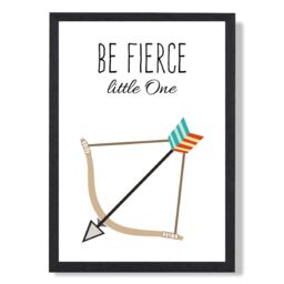 ARTZE Be Fierce Arrow Tribal Quote Framed Print SIZE: A3 with Black Frame in Bright Blue - Size: A4 - thumbnail 1