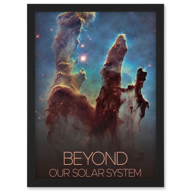 Artery8 NASA Beyond Solar System Eagle Nebula's Pillars of Creation Poster Artwork Framed Wall Art Print A4 in Black - image 1
