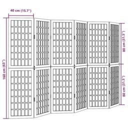 Berkfield Home Room Divider 6 Panels White Solid Wood Paulownia - thumbnail 8