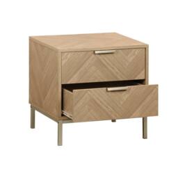 sweeek Pair of herringbone bedside tables with 2 drawers in Brown - thumbnail 9