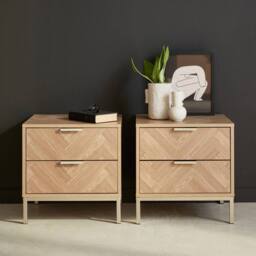 sweeek Pair of herringbone bedside tables with 2 drawers in Brown - thumbnail 7