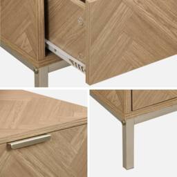 sweeek Pair of herringbone bedside tables with 2 drawers in Brown - thumbnail 4
