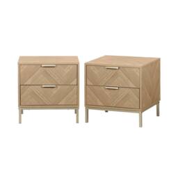 sweeek Pair of herringbone bedside tables with 2 drawers in Brown - thumbnail 2