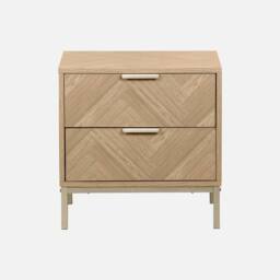 sweeek Pair Of Herringbone Bedside Tables With 2 Drawers in Light Brown - thumbnail 3