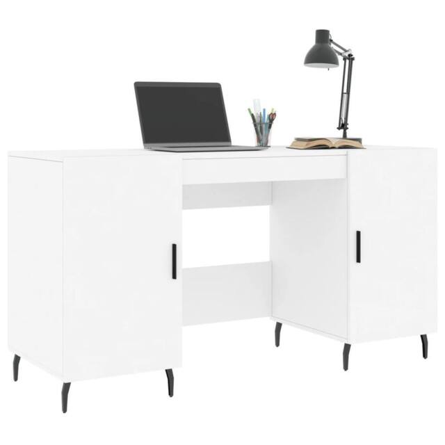 Berkfield Home Elegant Desk White 140x50x75 cm Engineered Wood - Size: 140 x 50 x 75 cm - image 1