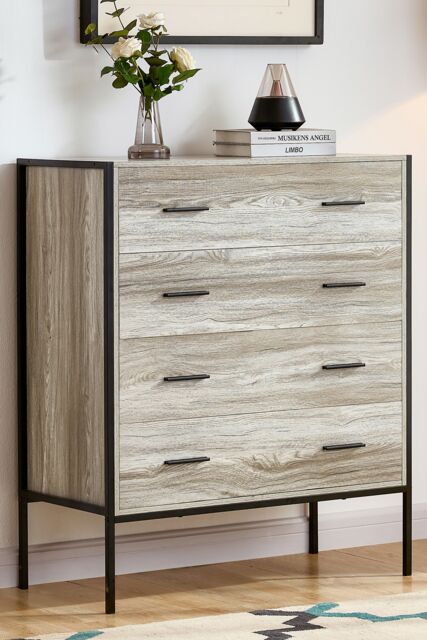 Home Discount Vida Designs Brooklyn 4 Drawer Bedside Cabinet Chest Of Drawers Storage Bedroom Furniture in Grey - image 1