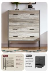Home Discount Vida Designs Brooklyn 4 Drawer Bedside Cabinet Chest Of Drawers Storage Bedroom Furniture in Grey - thumbnail 7