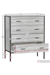 Home Discount Vida Designs Brooklyn 4 Drawer Bedside Cabinet Chest Of Drawers Storage Bedroom Furniture in Grey - thumbnail 3