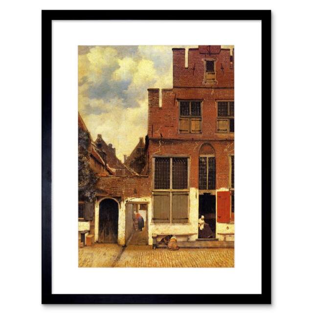 "Artery8 Vermeer Little Street Old Master Home Decor 12x16"" Framed Art Print in Brown - Size: W12"" x H16""" - image 1