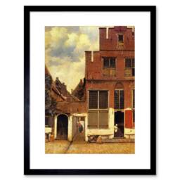 "Artery8 Vermeer Little Street Old Master Home Decor 12x16"" Framed Art Print in Brown - Size: W12"" x H16""" - thumbnail 1