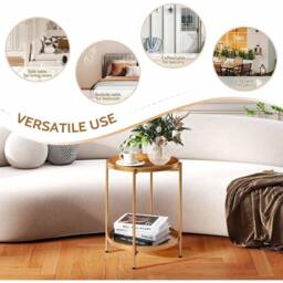 FORGEVIO Gold Round Side Table Living Room Small Metal Coffee Table - thumbnail 6