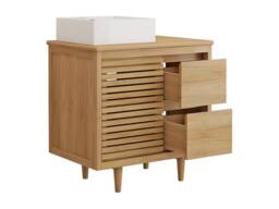 Vente-unique Freestanding Teak Bathroom Vanity Unit With Square Ceramic Countertop in Light Oak - thumbnail 6