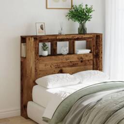 Berkfield Home LED Headboard Old Wood 120x18.5x103.5 cm Engineered Wood in Brown - thumbnail 4