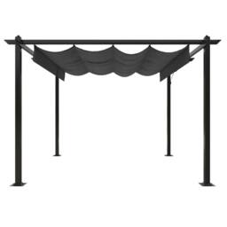 Berkfield Home Sturdy Garden Gazebo with Retractable Roof 3x3 m Anthracite in Black - thumbnail 5