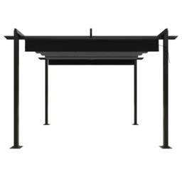 Berkfield Home Sturdy Garden Gazebo with Retractable Roof 3x3 m Anthracite in Black - thumbnail 4