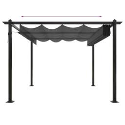Berkfield Home Sturdy Garden Gazebo with Retractable Roof 3x3 m Anthracite in Black - thumbnail 6
