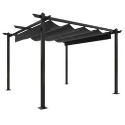 Berkfield Home Sturdy Garden Gazebo with Retractable Roof 3x3 m Anthracite in Black - thumbnail 3