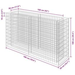 Berkfield Home Gabion Raised Bed Galvanised Steel 180x50x100 cm in Silver - Size: 180 x 50 x 100 cm - thumbnail 8