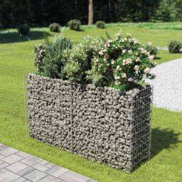 Berkfield Home Gabion Raised Bed Galvanised Steel 180x50x100 cm in Silver - Size: 180 x 50 x 100 cm - thumbnail 2