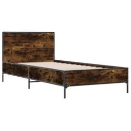 Berkfield Home Bed Frame without Mattress Smoked Oak 100x200 cm in Brown - thumbnail 3