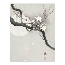 Artery8 Ohara Koson Framed Wall Art Print Plum Blossom & Full Moon in Grey - Size: A4 - thumbnail 3