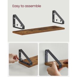 VASAGLE 3 Pieces Wall Shelves Floating Shelf Display Shelf Organising Rack in Brown - thumbnail 8