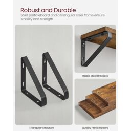 VASAGLE 3 Pieces Wall Shelves Floating Shelf Display Shelf Organising Rack in Brown - thumbnail 6