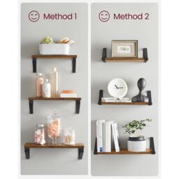 VASAGLE 3 Pieces Wall Shelves Floating Shelf Display Shelf Organising Rack in Brown - thumbnail 5