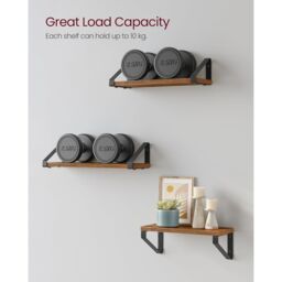 VASAGLE 3 Pieces Wall Shelves Floating Shelf Display Shelf Organising Rack in Brown - thumbnail 7
