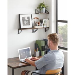 VASAGLE 3 Pieces Wall Shelves Floating Shelf Display Shelf Organising Rack in Brown - thumbnail 4