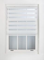 Furnished White Day & Night Roller Blinds - Zebra Blind Dim or Translucent Vision Roller Shades for Windows & Doors - Dual Layer Fabric - thumbnail 2
