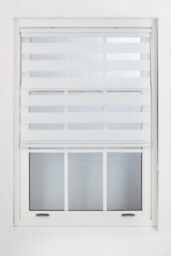 Furnished White Day & Night Roller Blinds - Zebra Blind Dim or Translucent Vision Roller Shades for Windows & Doors - Dual Layer Fabric - thumbnail 1