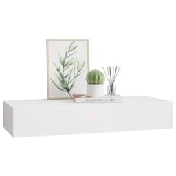 Berkfield Home Elegant Wall-mounted Drawer Shelf White 60x23.5x10 cm MDF - thumbnail 4