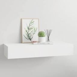Berkfield Home Elegant Wall-mounted Drawer Shelf White 60x23.5x10 cm MDF - thumbnail 2