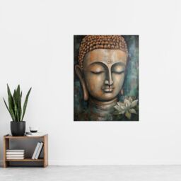 Artery8 Spiritual Meditation Buddha Face Lotus Flower Acrylic Painting Relaxation Spa Treatment Room Art Extra Large XL Wall Art Poster Print - thumbnail 4
