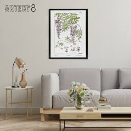 "Artery8 Wisteria Flower Framed Canvas Wall Art Print Vintage Floral Verneuil in White - Size: W12"" x H16""" - thumbnail 3