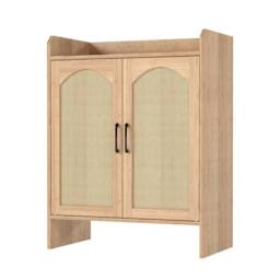 Nordara Shoe Cabinet 5-Layer Rattan Wooden Doors Adjustable Entrance Storage in Beige
