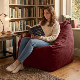 rucomfy Beanbags rucomfy Indoor Large Snuggle Bean Bag Chair - Adults Plush Velora in Burgundy - thumbnail 1
