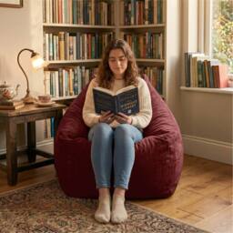 rucomfy Beanbags rucomfy Indoor Large Snuggle Bean Bag Chair - Adults Plush Velora in Burgundy - thumbnail 3