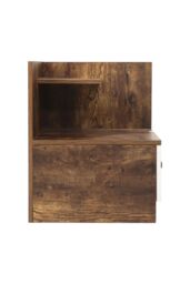 Living and Home Bedside Table with Drawer and Open Shelf Wooden Nightstand in Brown - thumbnail 5