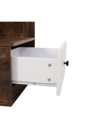 Living and Home Bedside Table with Drawer and Open Shelf Wooden Nightstand in Brown - thumbnail 4