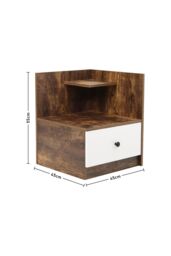 Living and Home Bedside Table with Drawer and Open Shelf Wooden Nightstand in Brown - thumbnail 6