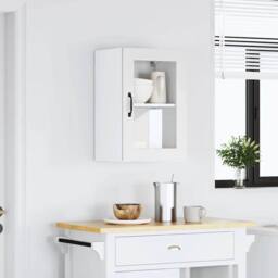 Berkfield Home Kitchen Wall Cabinet with Glass Door Porto White