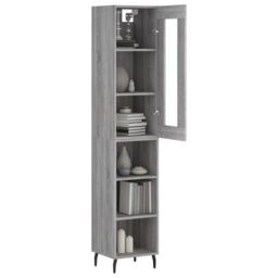 Berkfield Home Highboard Grey Sonoma 34.5x34x180 cm Engineered Wood - thumbnail 3