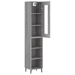 Berkfield Home Highboard Grey Sonoma 34.5x34x180 cm Engineered Wood - thumbnail 4
