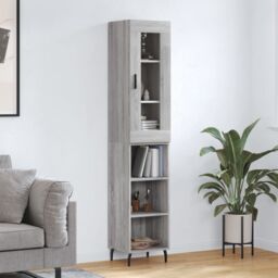 Berkfield Home Highboard Grey Sonoma 34.5x34x180 cm Engineered Wood - thumbnail 1
