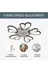 Modern Dimmable LED Ceiling Fan with Remote & Bluetooth in Black - thumbnail 7
