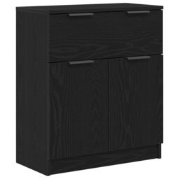 Berkfield Home Black Oak Sideboard 60x30x70 cm Engineered Wood - Size: 60 x 30 x 70 cm - thumbnail 2