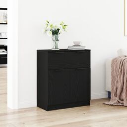 Berkfield Home Black Oak Sideboard 60x30x70 cm Engineered Wood - Size: 60 x 30 x 70 cm